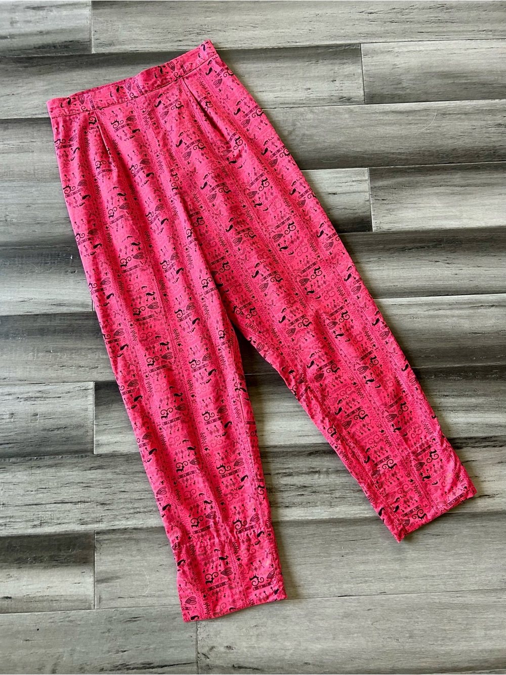 Vintage 1960s Loungees Southwestern Print Ultra High Rise Casual Trousers Pants